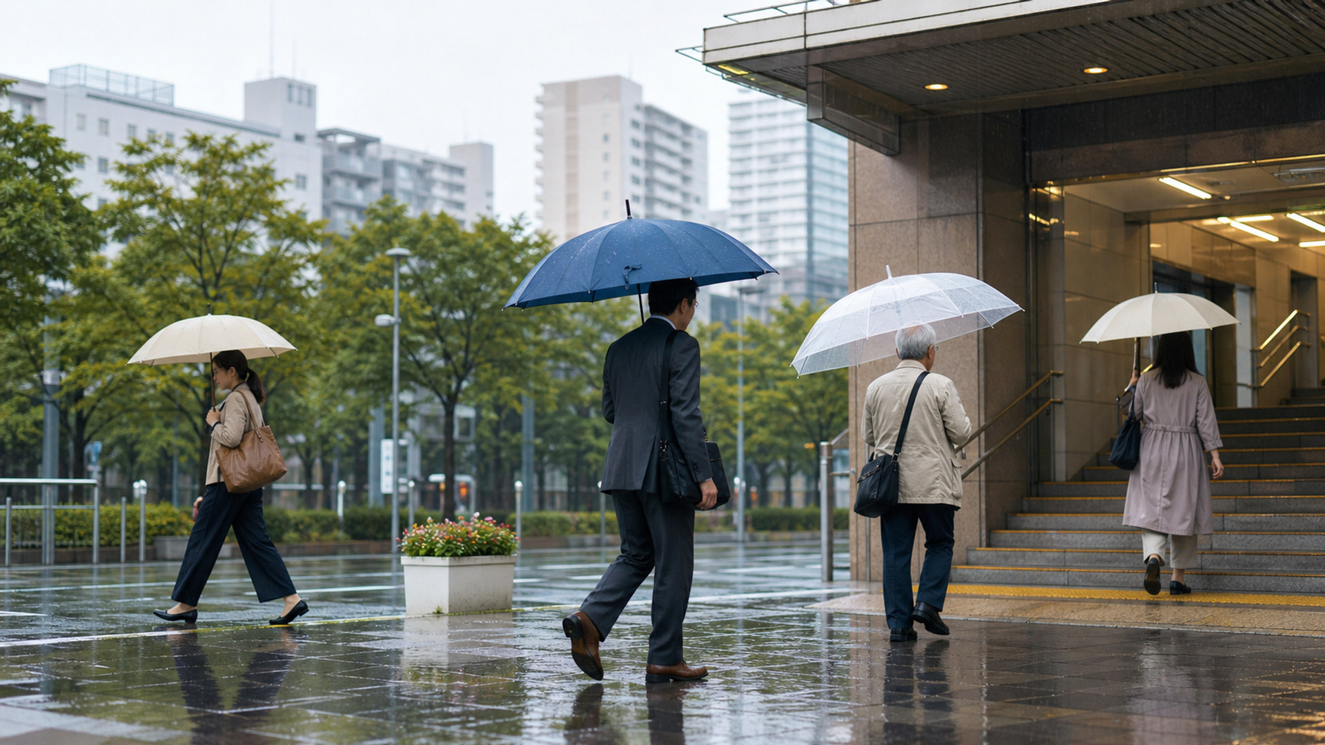 雨の街の通勤 rainy-city-commute-05